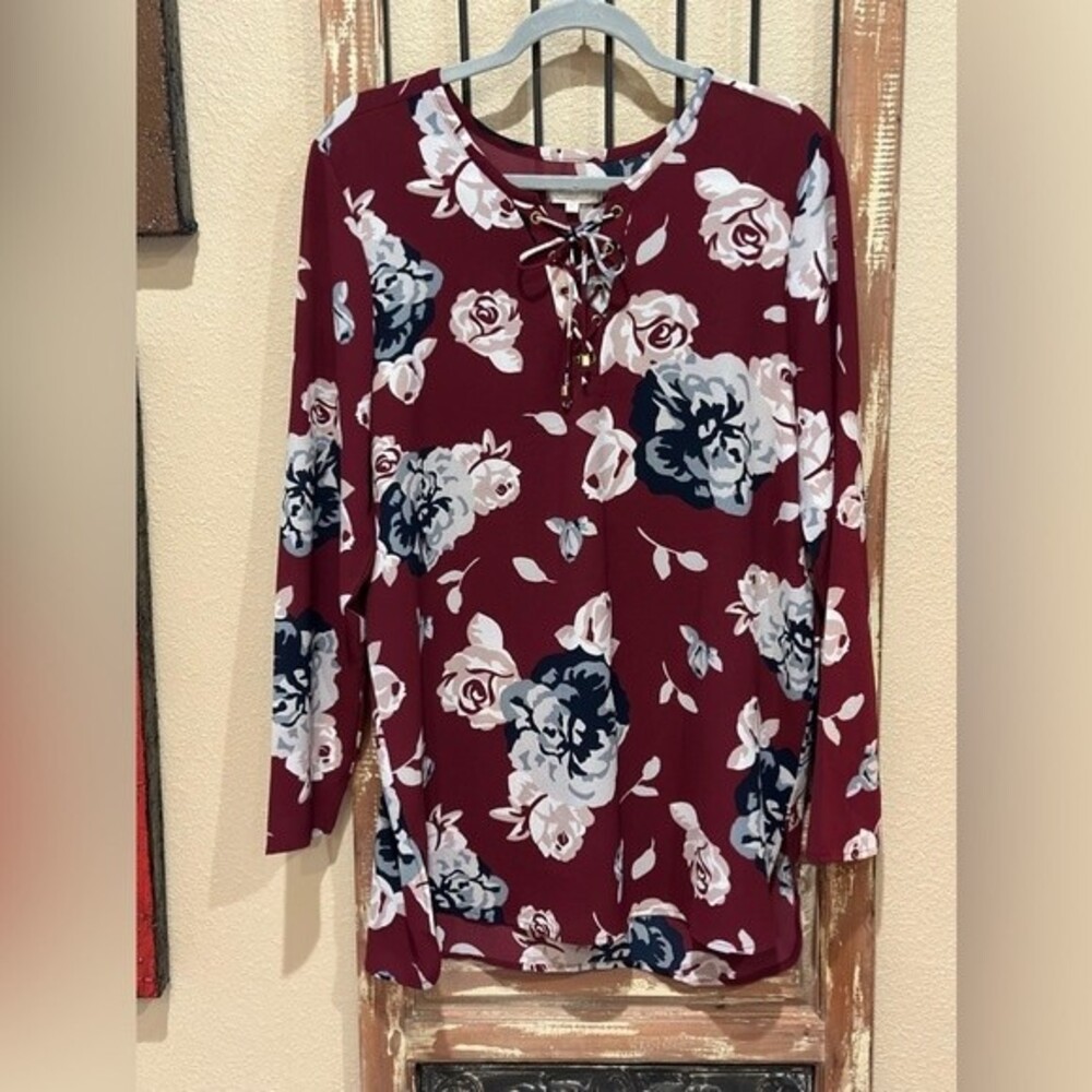 Mud pie long sleeve maroon blouse